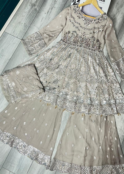 PS1800 Readymade Black Chiffon Suit - Memsaab Online