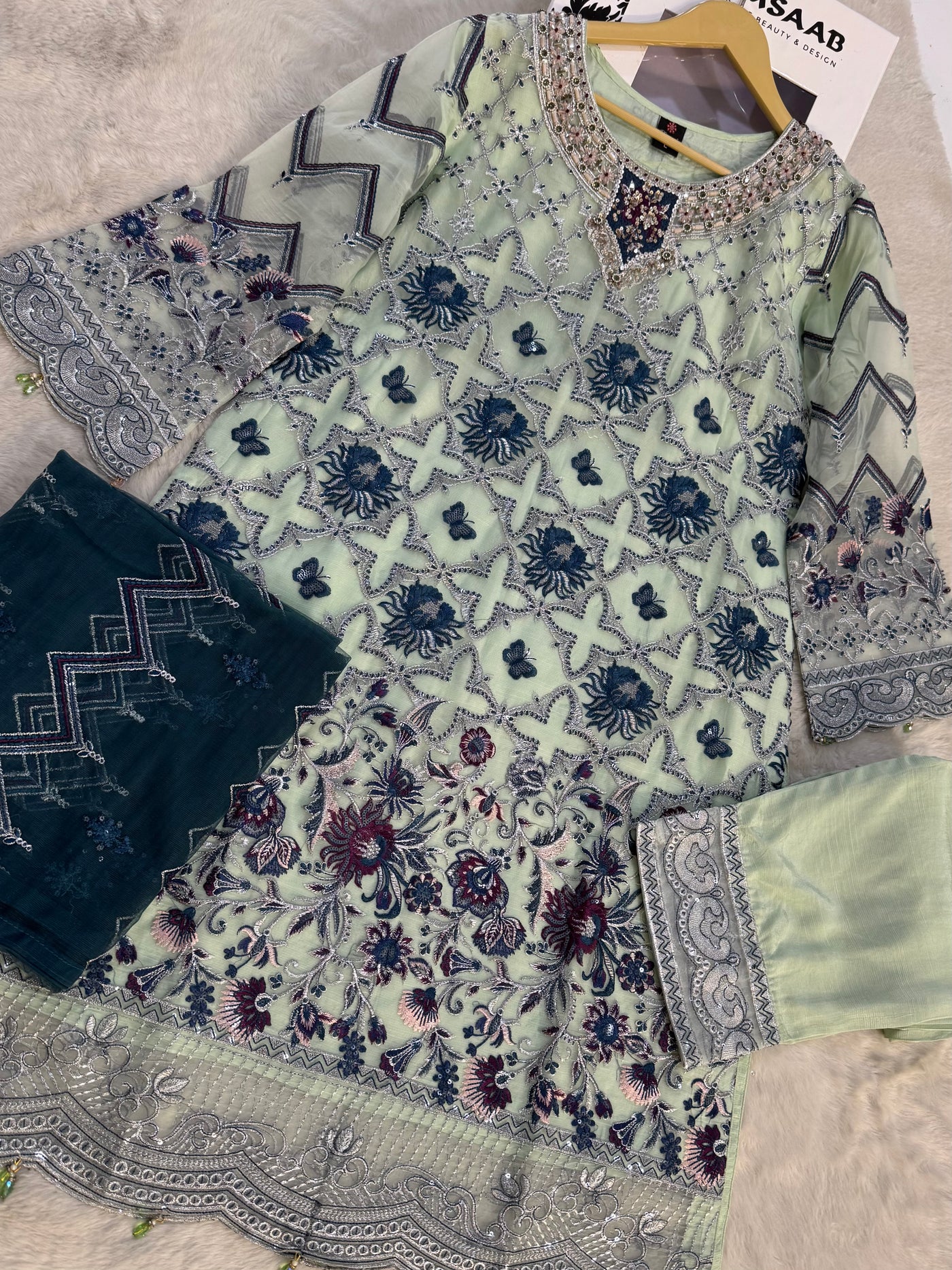 D-9991 - Readymade - Ramsha Chiffon Outfit - Memsaab Online