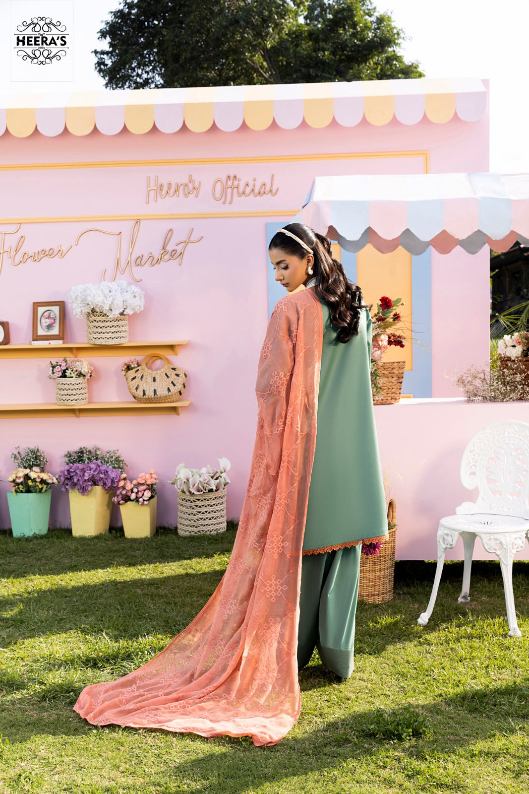 HSS-367- Readymade Green Heeras Suit - Memsaab Online