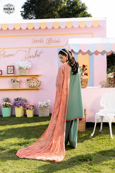 HSS-367- Readymade Green Heeras Suit - Memsaab Online