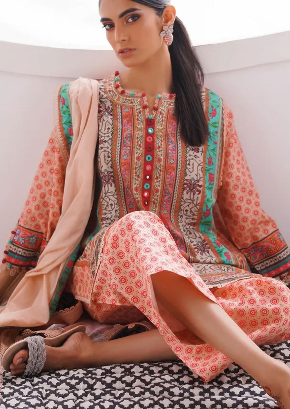 MZN-18-A - Unstitched - Mahay Summer Collection by Sana Safinaz 2023 - Memsaab Online
