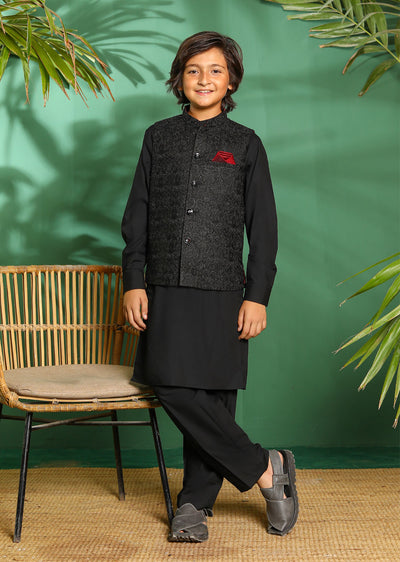 W-2011-K Boys Premium Salwar Kameez Waist Coat Set - Memsaab Online