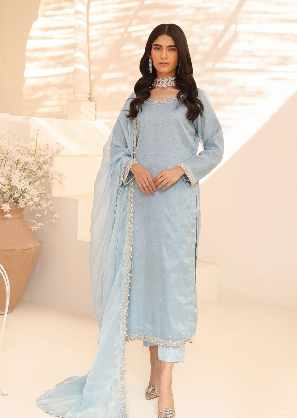 SRB111 - Meerab - Baby Blue Sehrish.B Designer - Memsaab Online