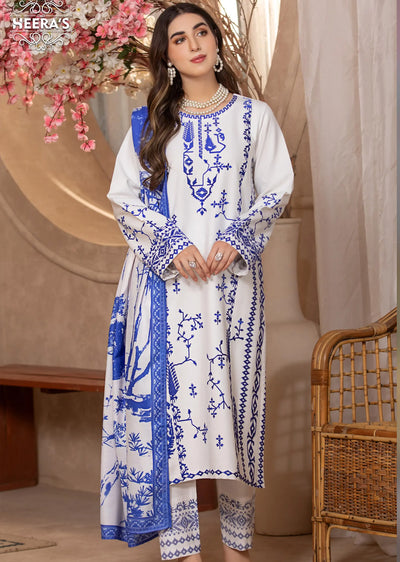 HSS-178 - Readymade - Dhanak Divine Embroidered suit by Heeras - Memsaab Online