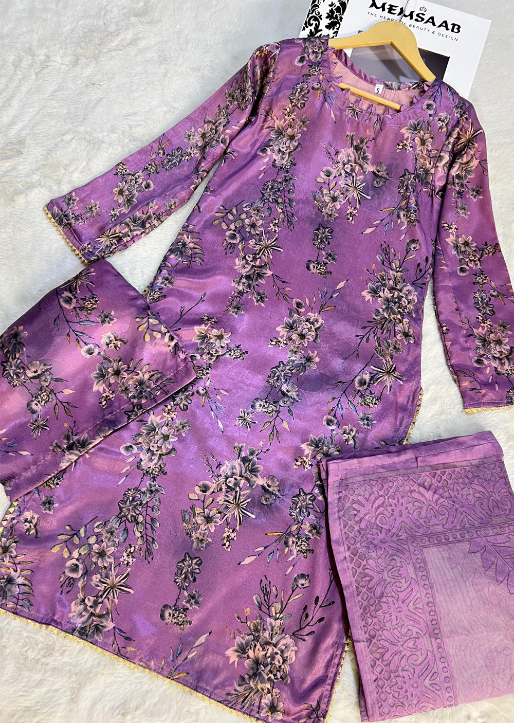 SLM618 Soneli - Readymade Lilac Silk Suit - Memsaab Online