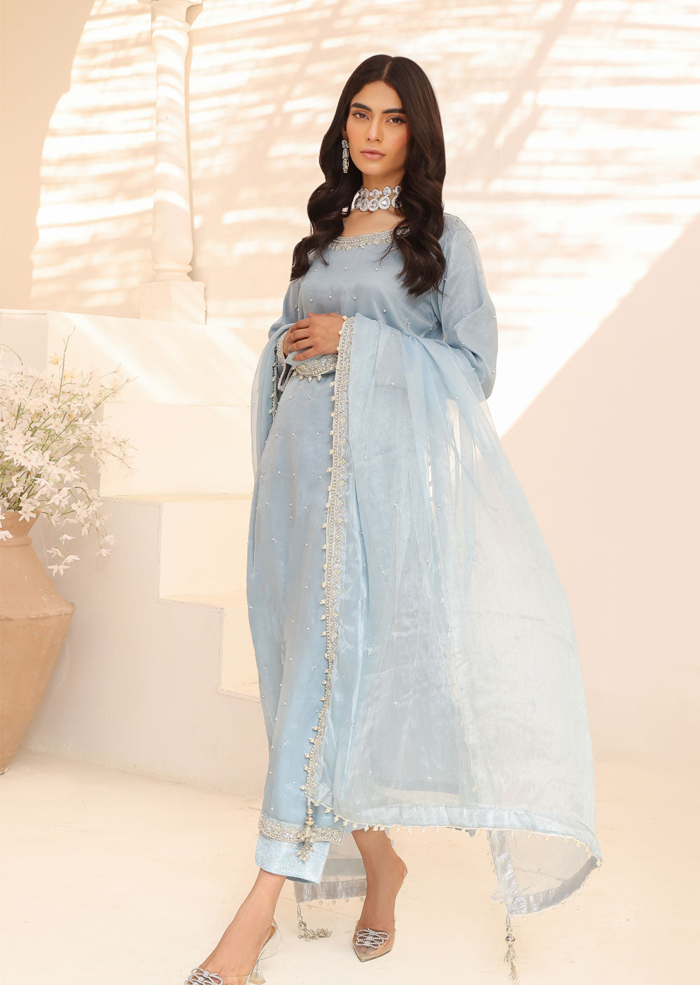 SRB111 - Meerab - Baby Blue Sehrish.B Designer - Memsaab Online