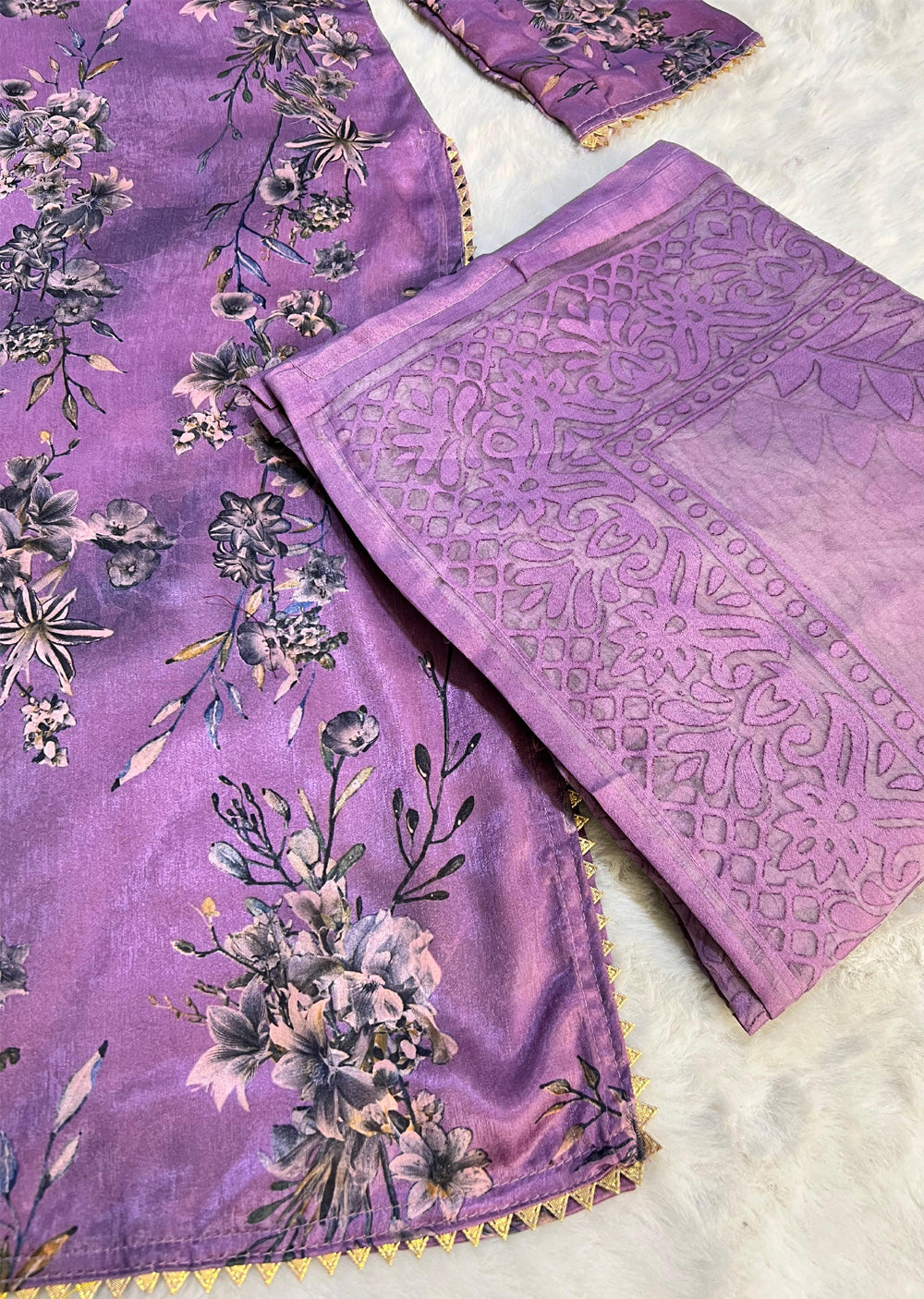 SLM618 Soneli - Readymade Lilac Silk Suit - Memsaab Online