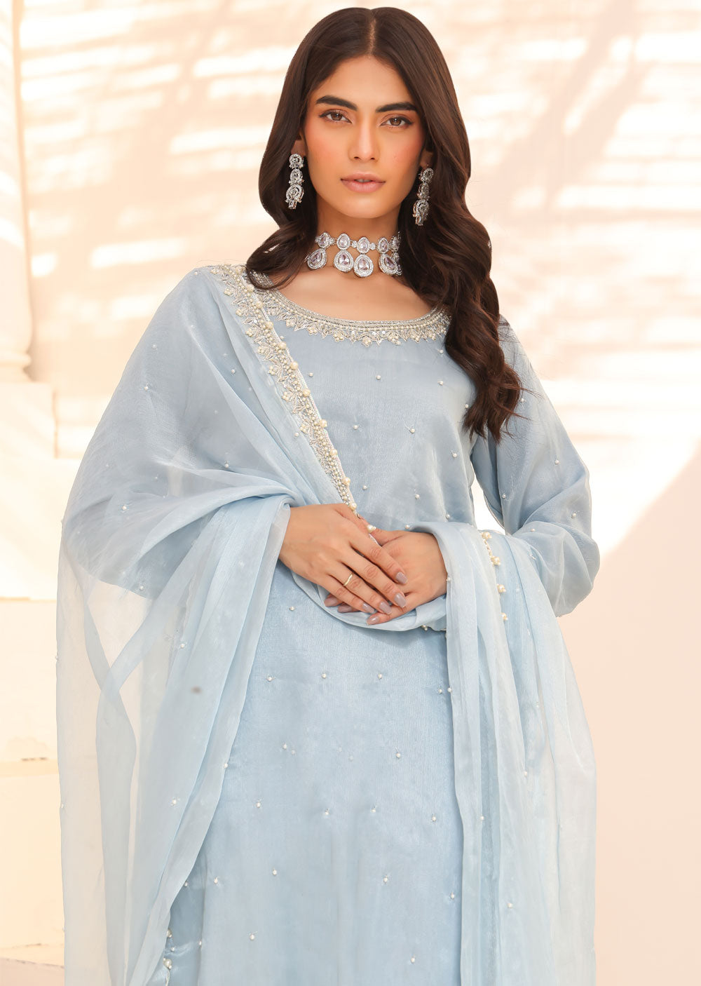 SRB111 - Meerab - Baby Blue Sehrish.B Designer - Memsaab Online