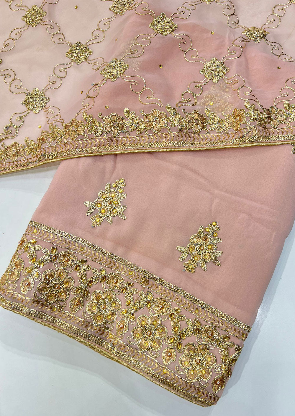 OP1933 Pink Unstitched Georgette Suit - Memsaab Online