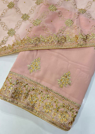 OP1933 Pink Unstitched Georgette Suit - Memsaab Online