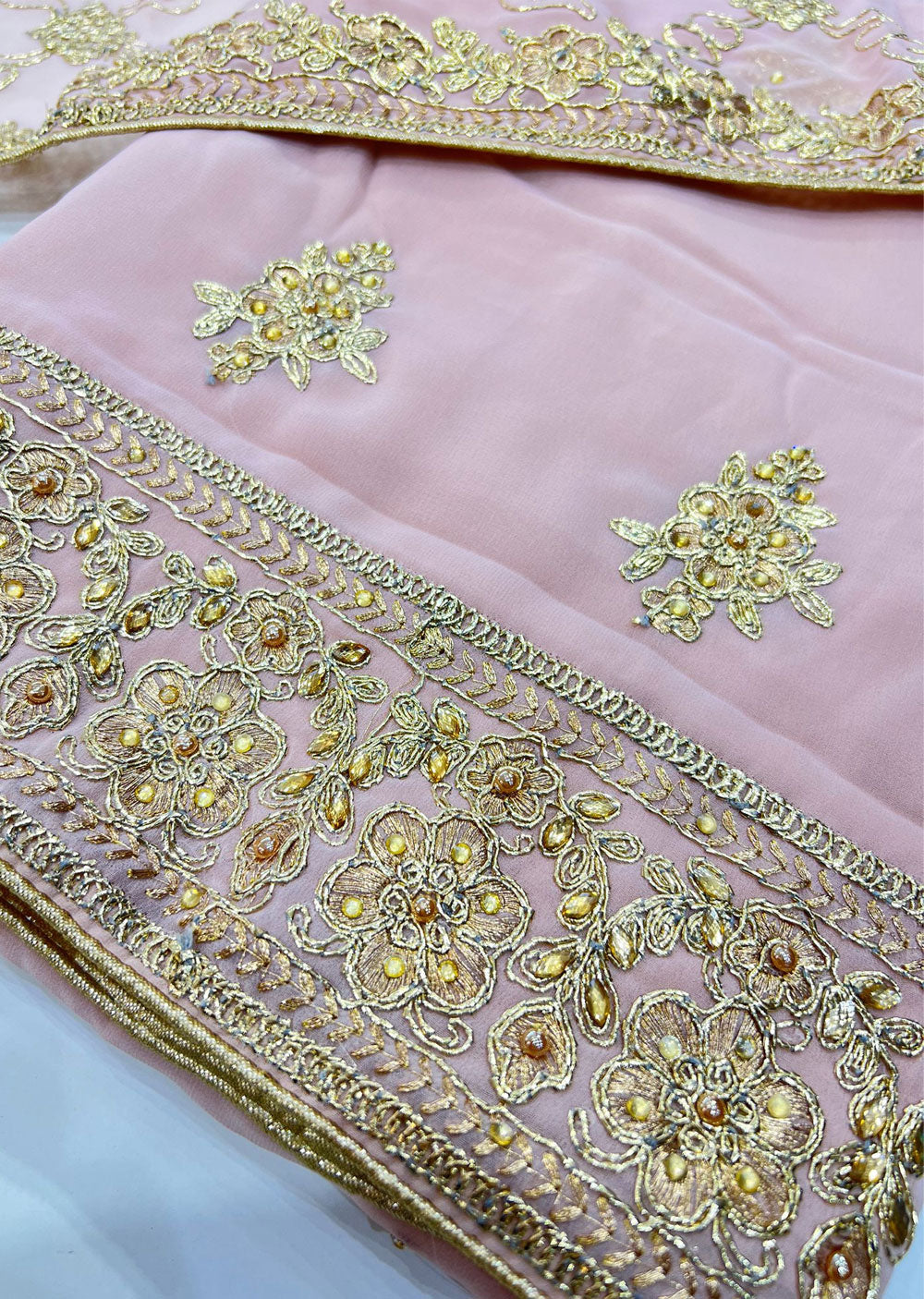 OP1933 Pink Unstitched Georgette Suit - Memsaab Online