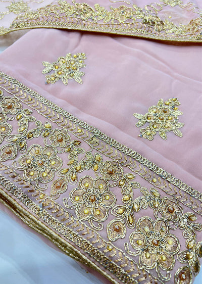 OP1933 Pink Unstitched Georgette Suit - Memsaab Online