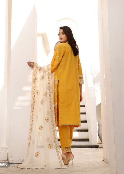 1960 Readymade Yellow Embroidered Lawn Suit - Memsaab Online