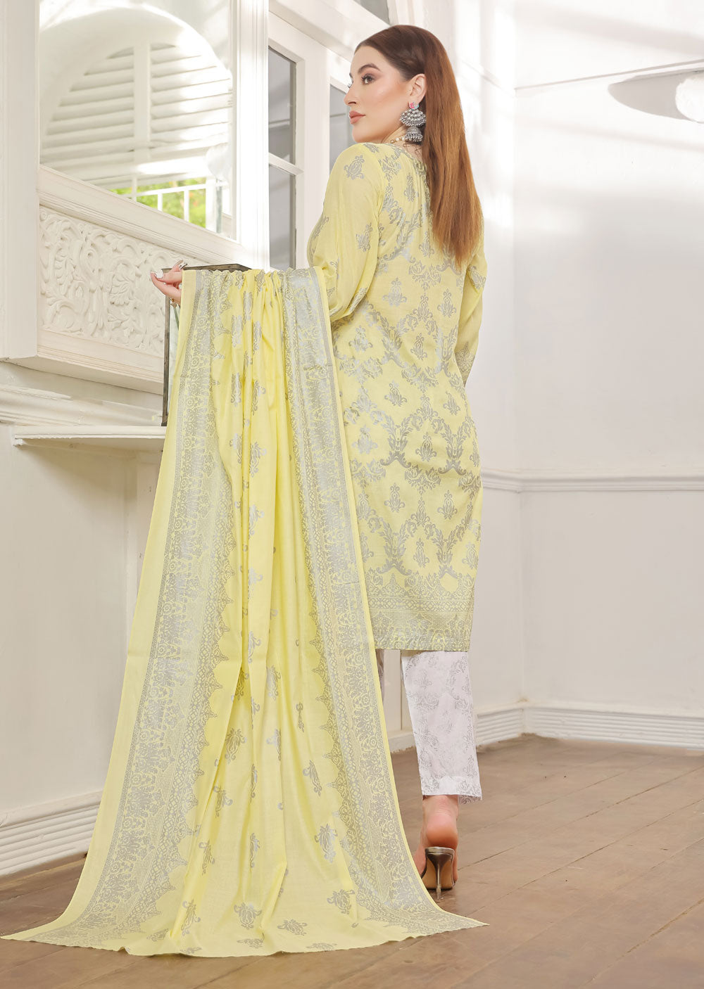 AMT4806 - Yellow Readymade Lawn Suit - Memsaab Online