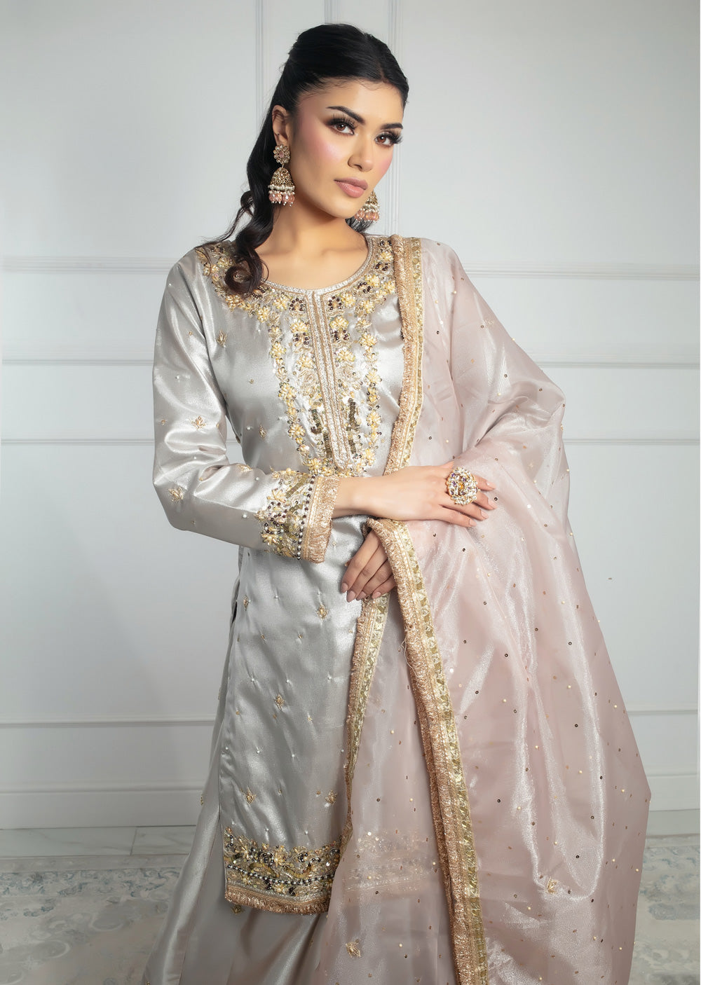 SRB1220 - Maha - Grey- Sehrish.B Designer - Memsaab Online