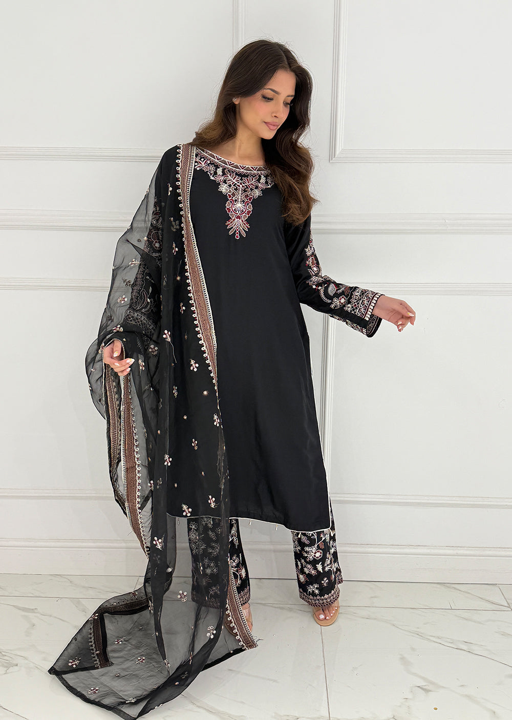 HK279 - KASHF - Black Linen Oufit - Memsaab Online