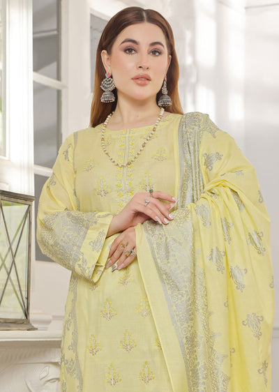 AMT4806 - Yellow Readymade Lawn Suit - Memsaab Online