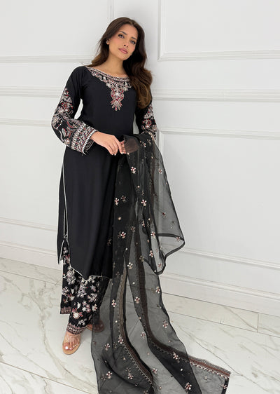 HK279 - KASHF - Black Linen Oufit - Memsaab Online