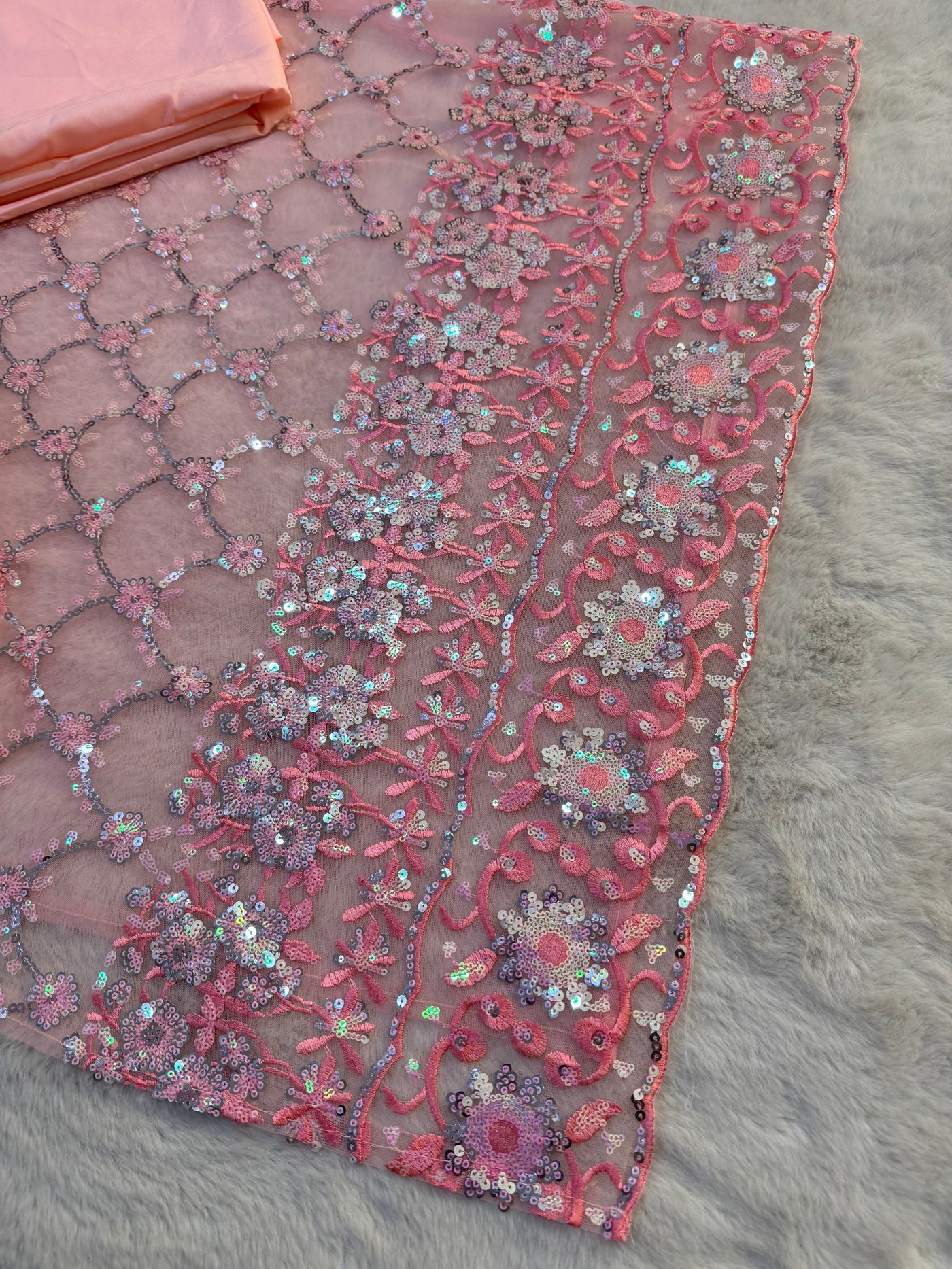 ASF8890 - Unstitched - Net Sequence Suit - Memsaab Online
