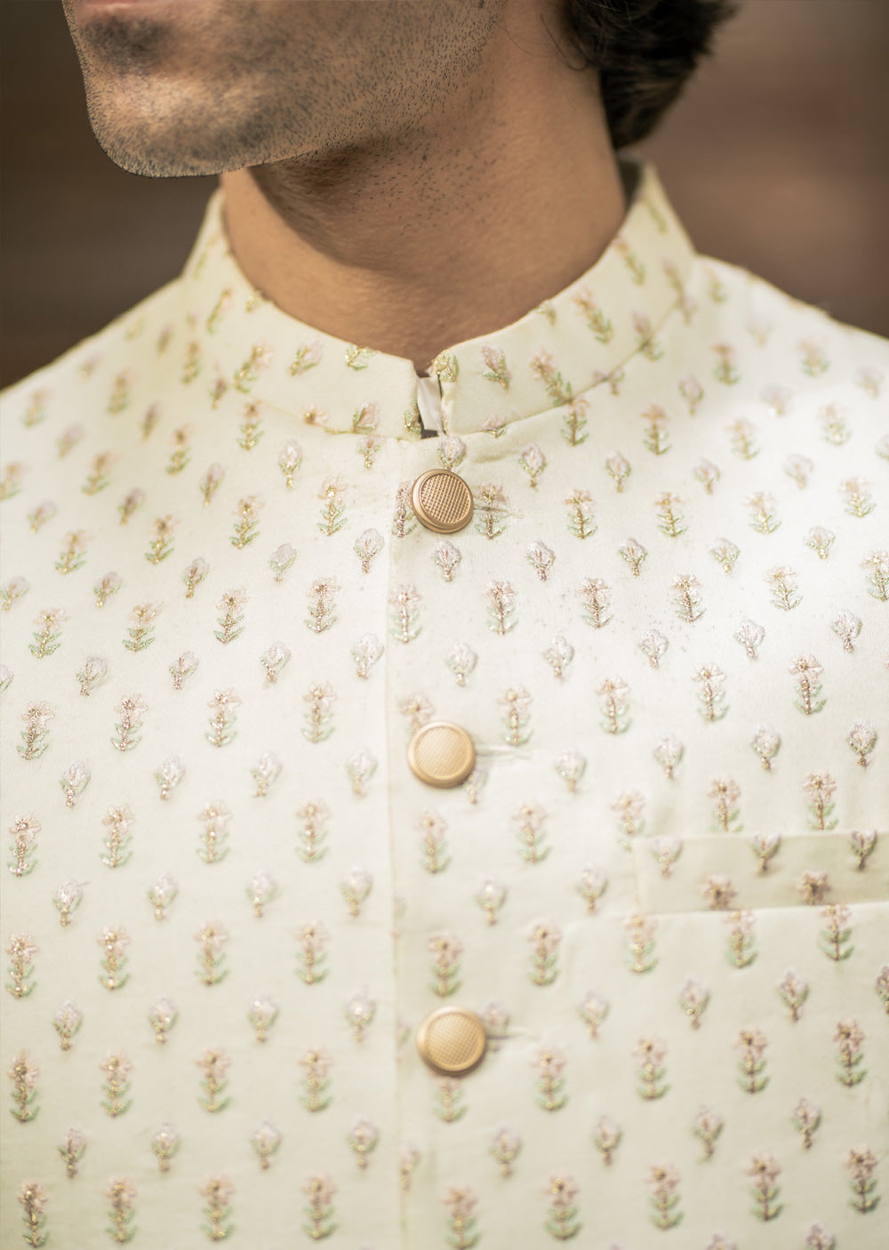 W-3006 - Readymade Maysori Fabric Full Embroidery Waistcoat - Memsaab Online