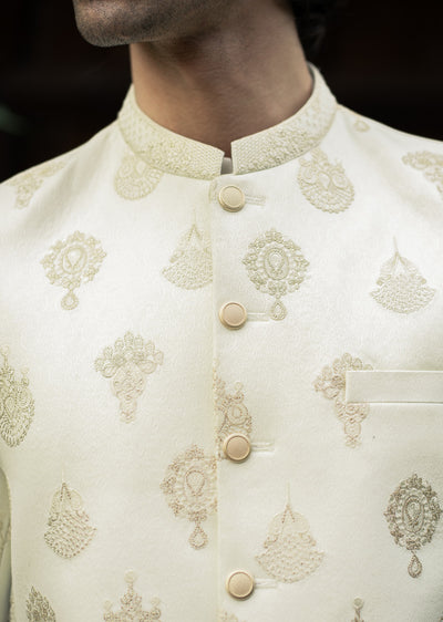 PC-587- Readymade Mens Embroidered Prince Coat - Memsaab Online