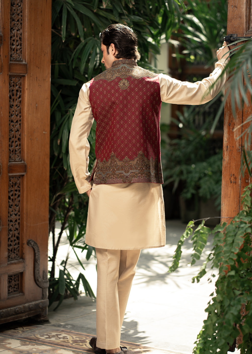 W-3007 - Readymade Maysori Fabric Full Embroidery Waistcoat - Memsaab Online