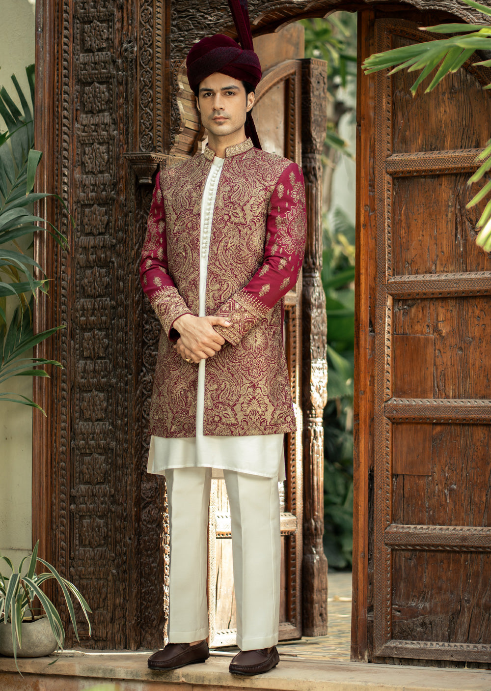 GS-5157 Readymade Front Open Sherwani with Inner Suit 2025 - Memsaab Online