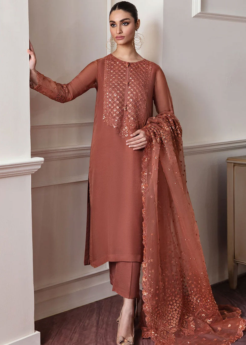 BQUD-296 - Readymade - Baroque Chantelle Chiffon Suit 2024 - Memsaab Online