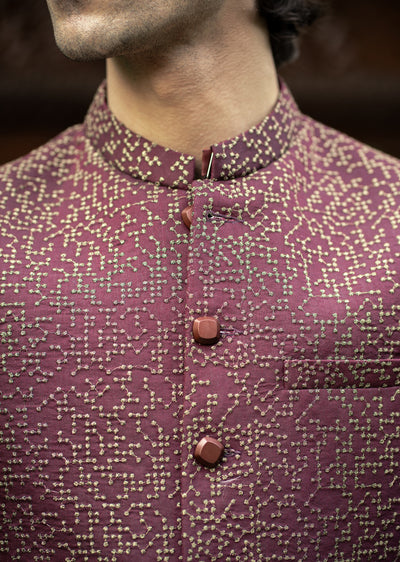 W-2867-1 - Readymade Maysori Fabric Full Embroidery Waistcoat - Memsaab Online