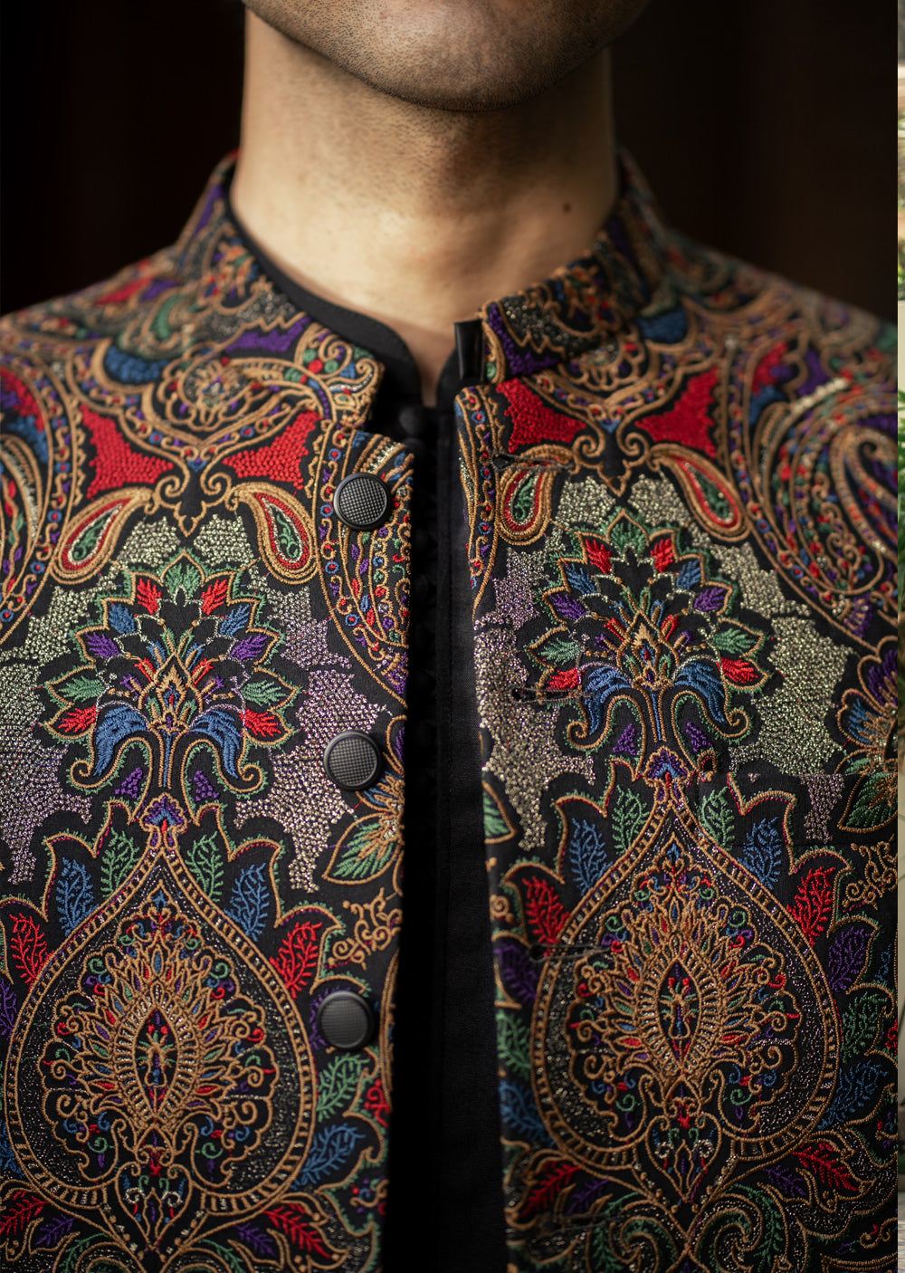 W-2889- Readymade Maysori Fabric Full Embroidery Waistcoat - Memsaab Online