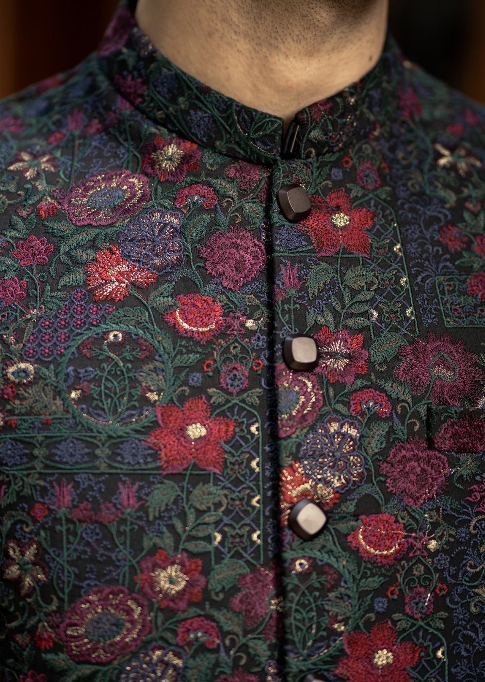 W-2859- Readymade Maysori Fabric Full Embroidery Waistcoat - Memsaab Online