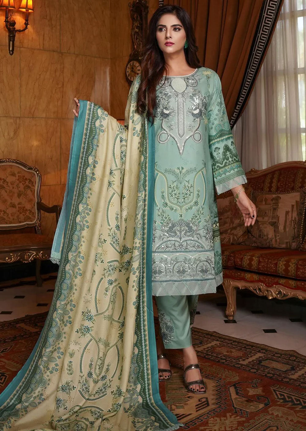 MS-TR-01 - Readymade - Munira Khubsurat Dhanak Collection 2024 - Memsaab Online