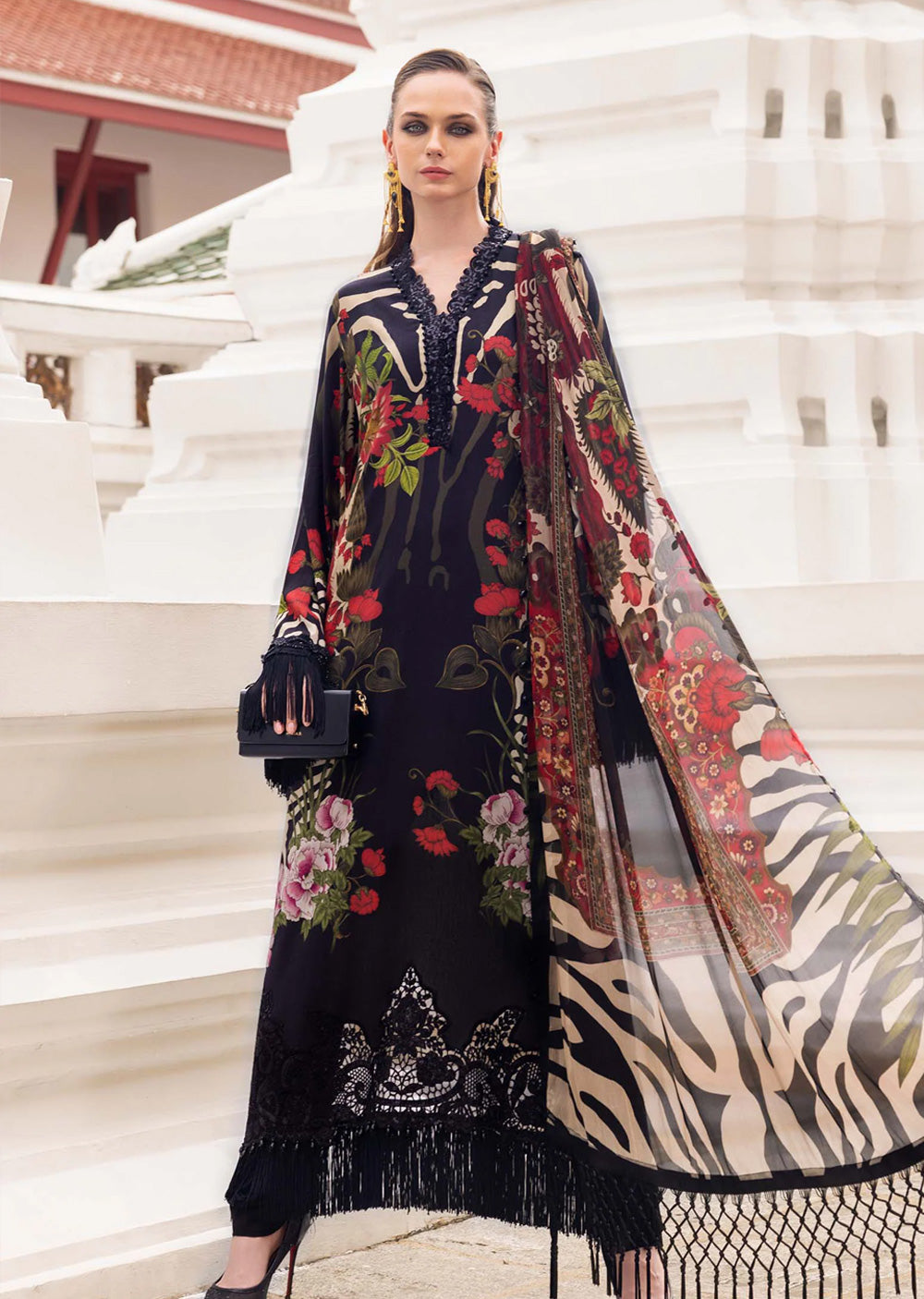 MPT-2810-B Unstitched - Maria B MPRINTS Collection 2025 - Memsaab Online