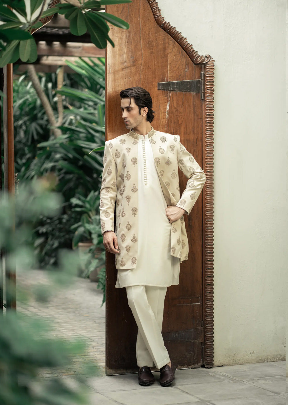 GS-5151 Readymade Front Open Sherwani with Inner Suit 2025 - Memsaab Online