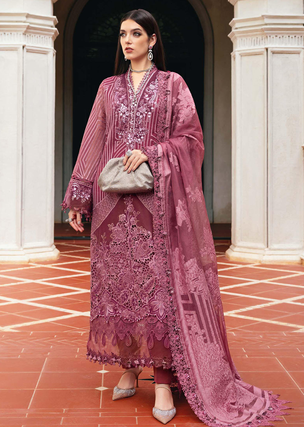 WL-1304- Maria b Embroidered Organza Suit 2025 - Memsaab Online