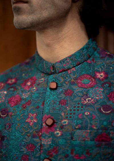 W-2906 - Readymade Maysori Fabric Full Embroidery Waistcoat - Memsaab Online