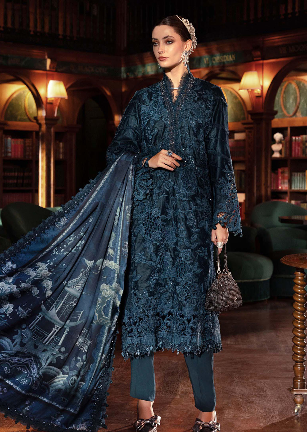 WL-1310- Maria b Embroidered Velvet Suit 2025 - Memsaab Online