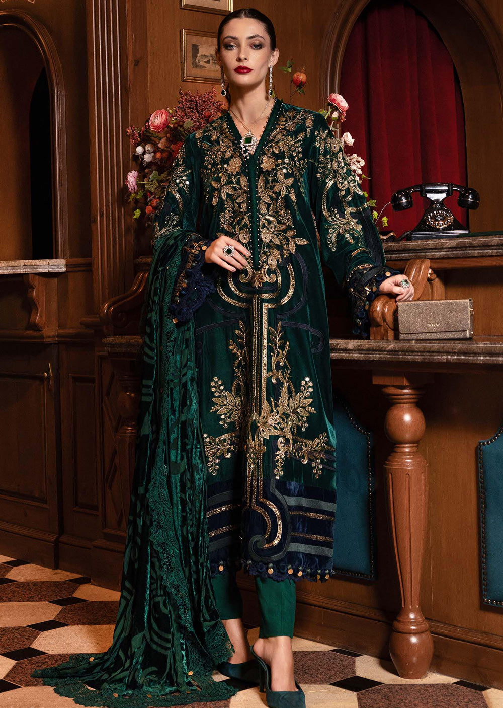 WL-1302- Maria b Embroidered Palachi Suit 2025 - Memsaab Online