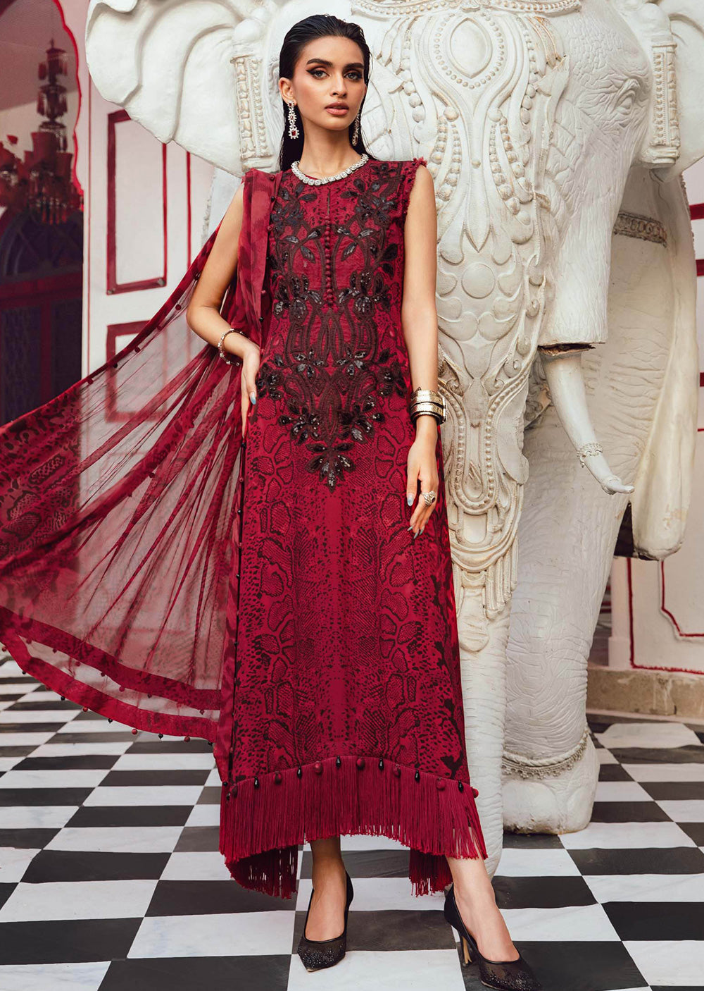 MPT-2802-A Unstitched - Maria B MPRINTS Collection 2025 - Memsaab Online