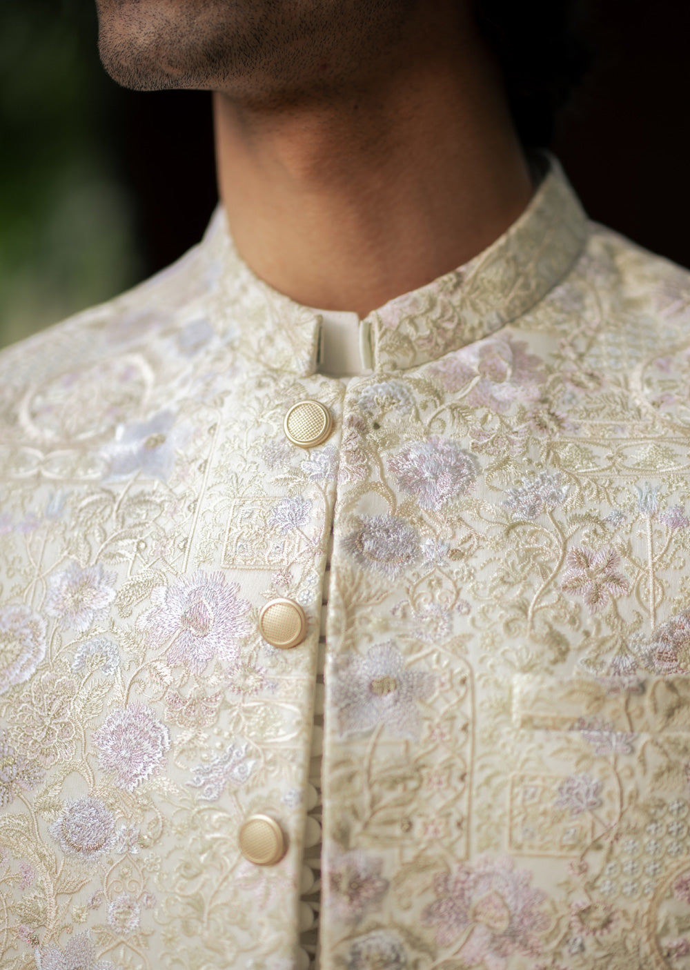 W-2854- Readymade Maysori Fabric Full Embroidery Waistcoat - Memsaab Online