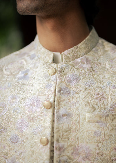 W-2854- Readymade Maysori Fabric Full Embroidery Waistcoat - Memsaab Online