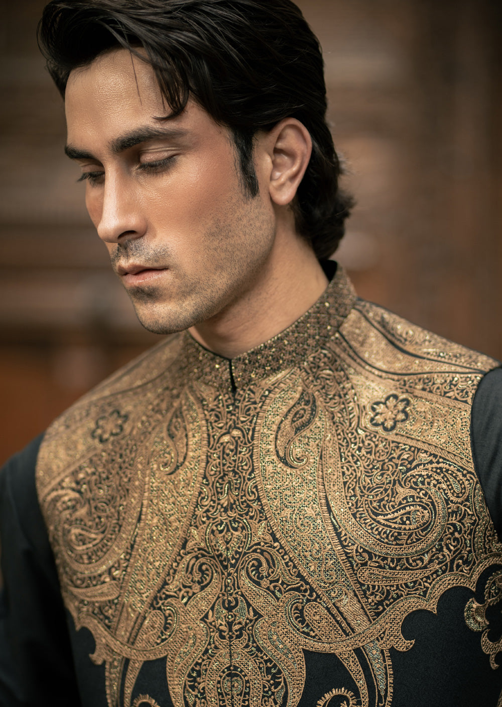 W-3016 - Readymade Maysori Fabric Full Embroidery Waistcoat - Memsaab Online