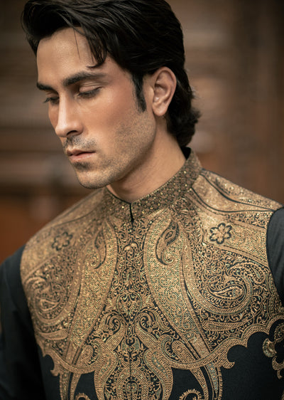 W-3016 - Readymade Maysori Fabric Full Embroidery Waistcoat - Memsaab Online