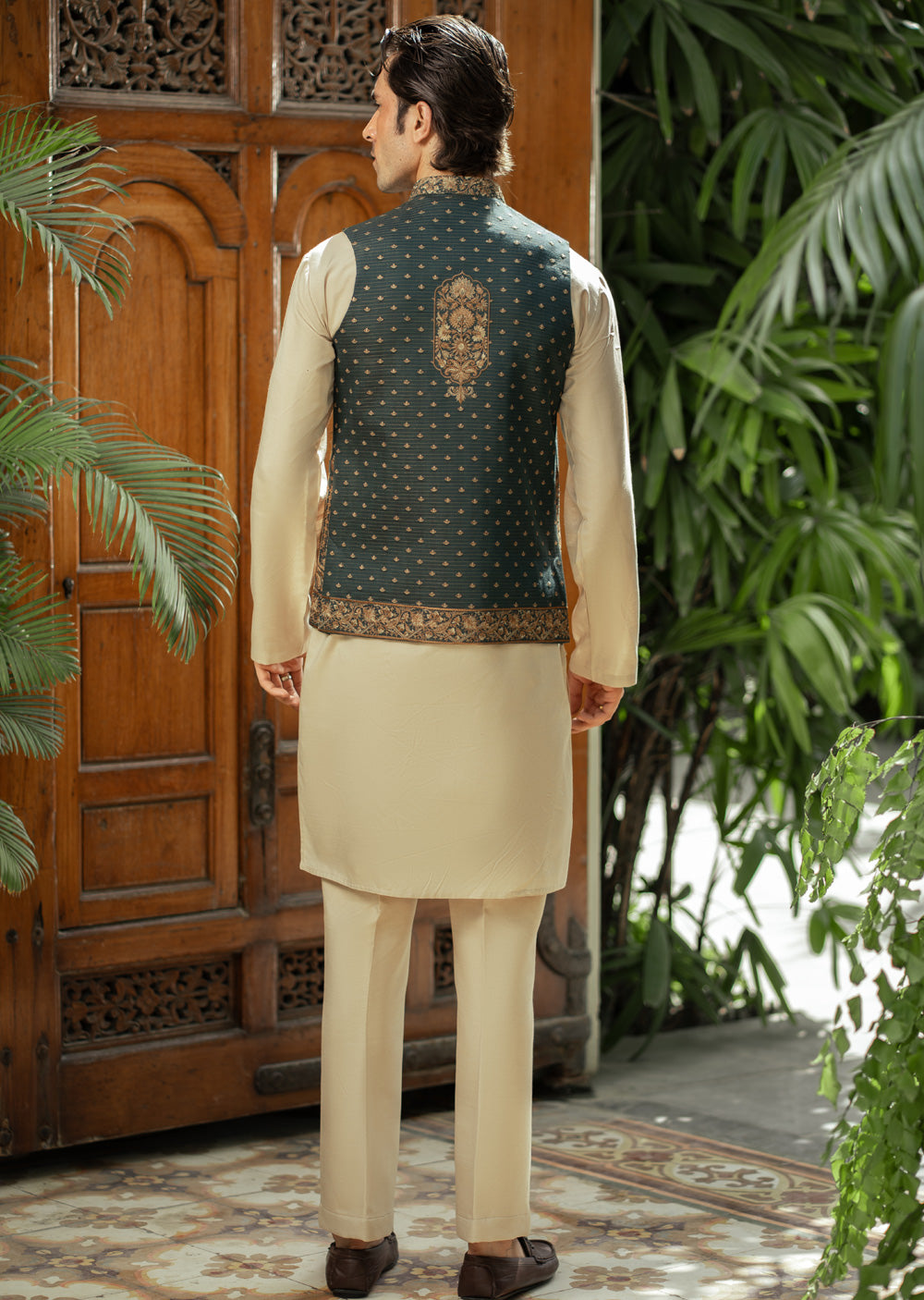 W-2953- Readymade Maysori Fabric Full Embroidery Waistcoat - Memsaab Online
