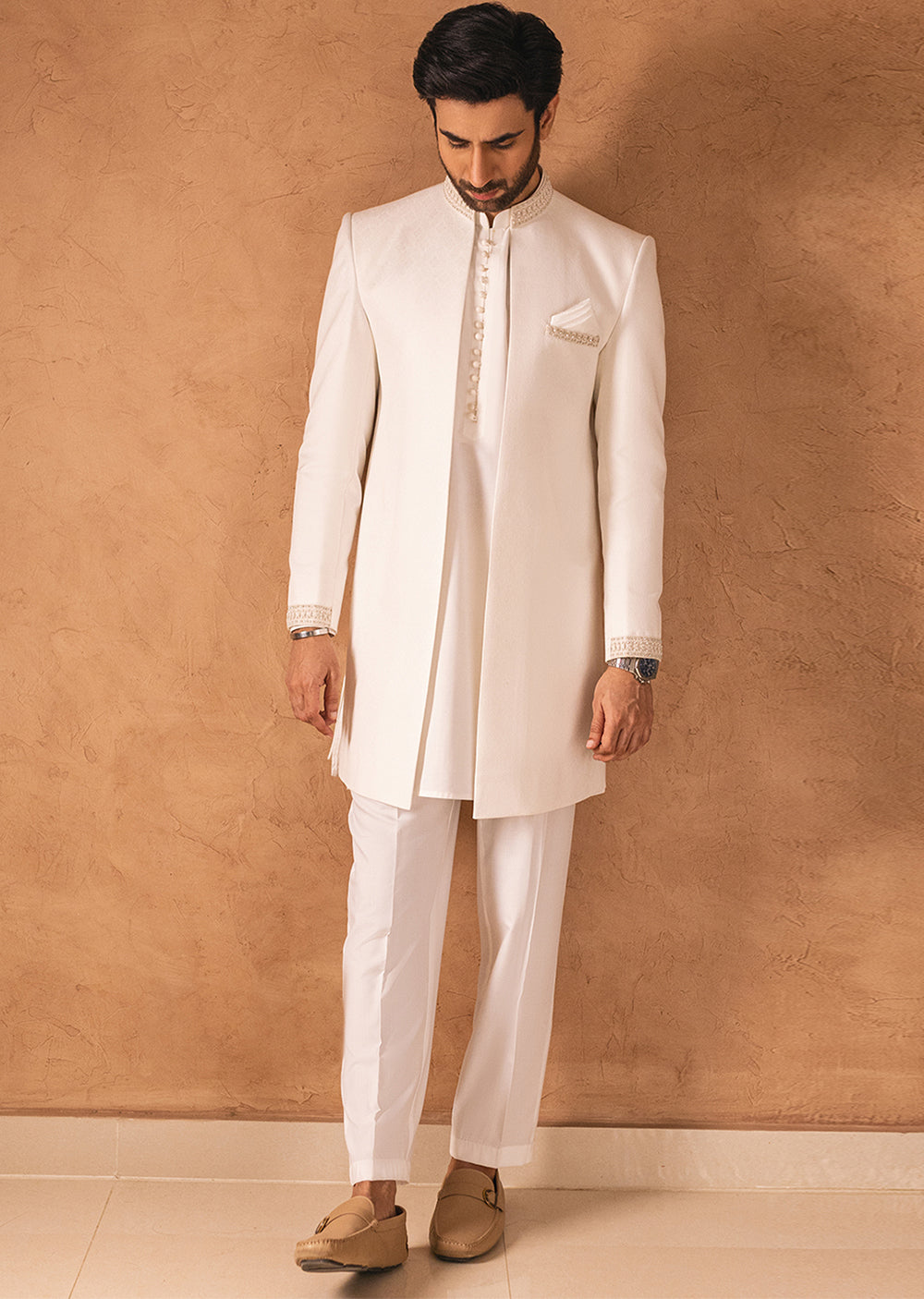 GS-5069 - Offwhite - Readymade Mens Open Sherwani 2024 - Memsaab Online