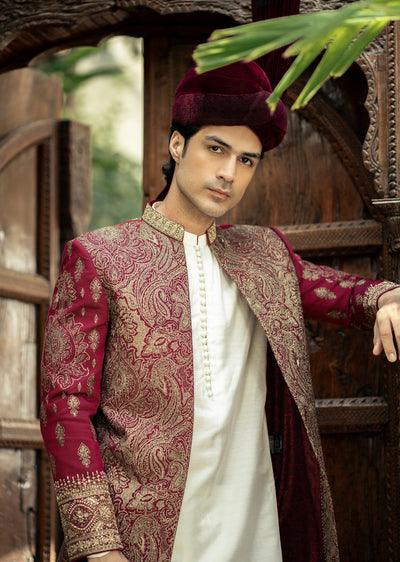 GS-5157 Readymade Front Open Sherwani with Inner Suit 2025 - Memsaab Online