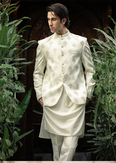 PC-587- Readymade Mens Embroidered Prince Coat - Memsaab Online