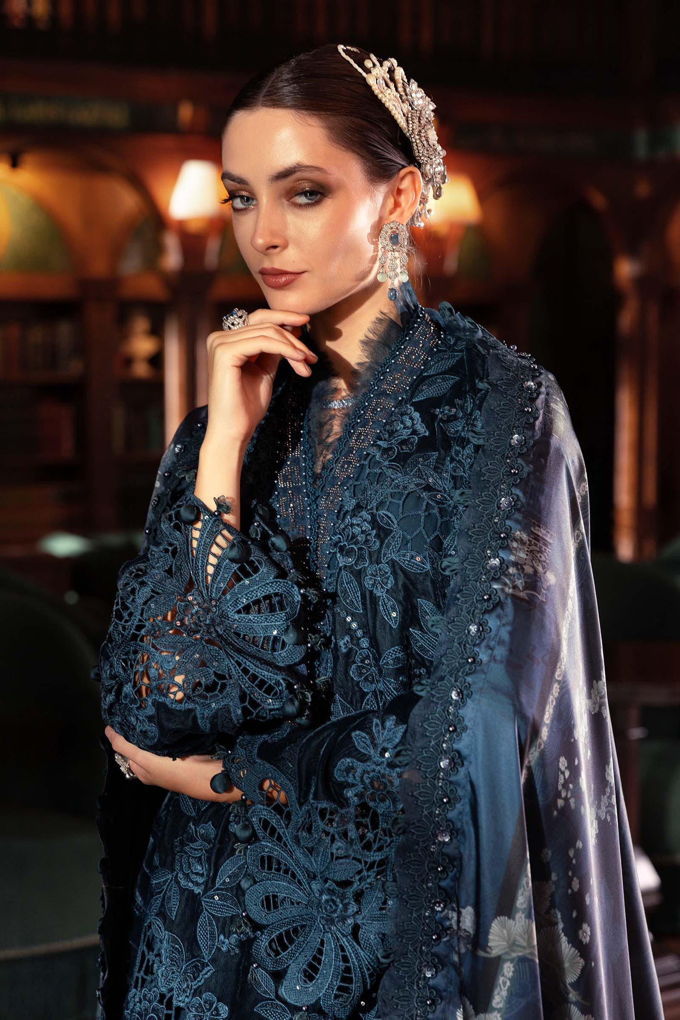 WL-1310- Maria b Embroidered Velvet Suit 2025 - Memsaab Online