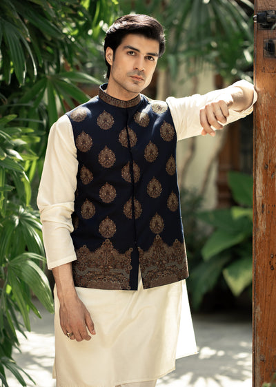 W-3009 - Readymade Maysori Fabric Full Embroidery Waistcoat - Memsaab Online