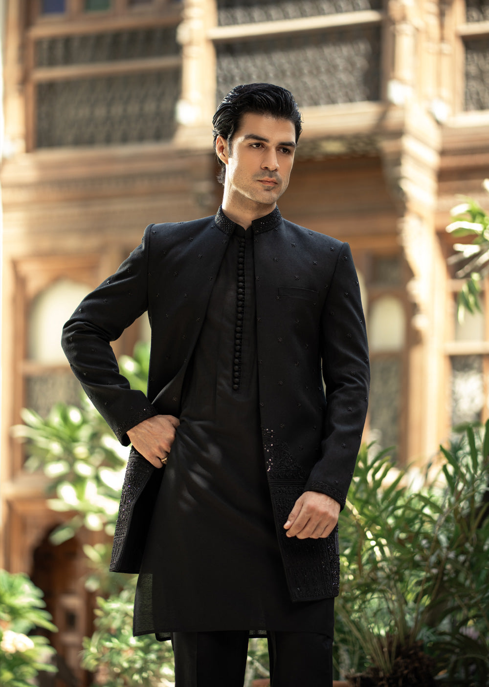 GS-5152 Readymade Front Open Sherwani with Inner Suit 2025 - Memsaab Online